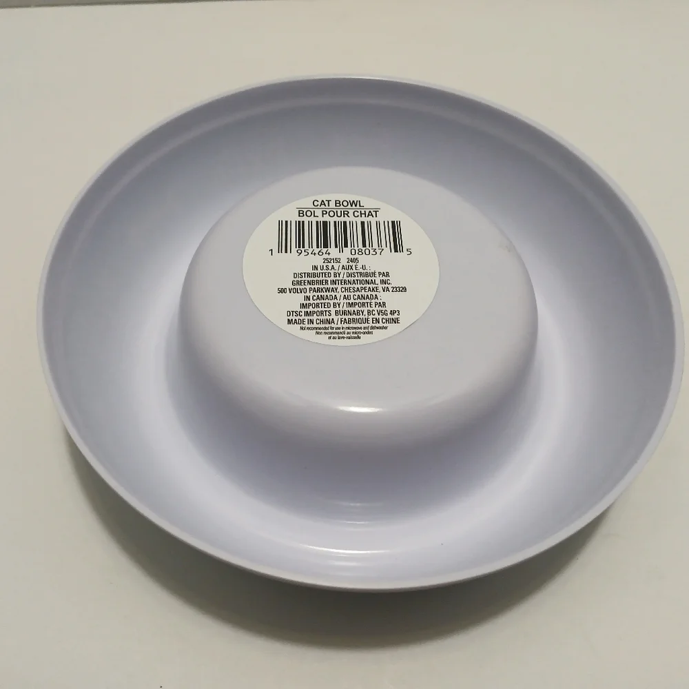 Cat Bowl with Fun Design - White and Teal - Picture 3 of 4